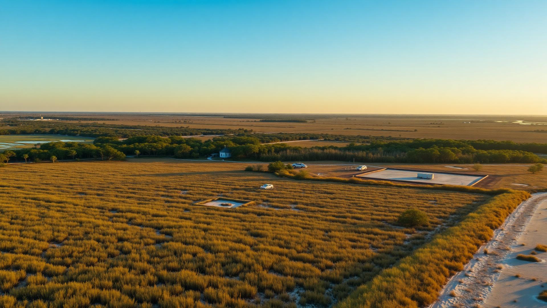 Aerial view of coastal Georgia land ready for excavation